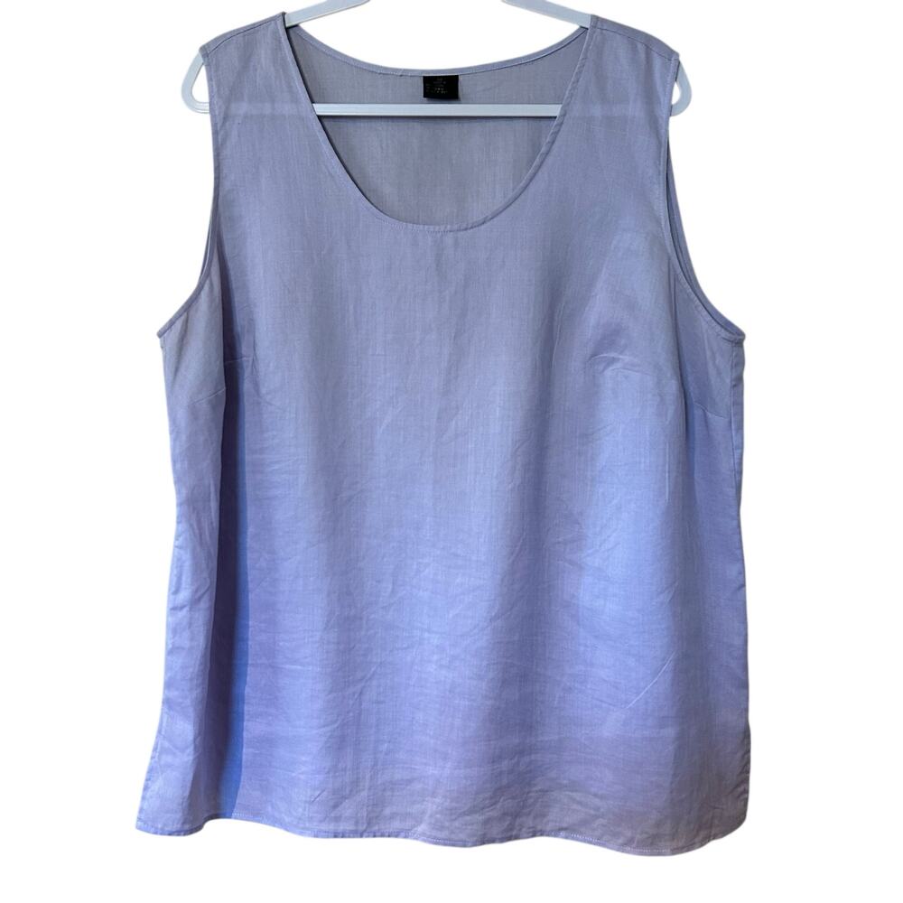 100% Linen Top Lavender Sleeveless Boho Lagenlook Cottage Core Fashion Plus 18W